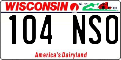 WI license plate 104NSO