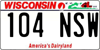 WI license plate 104NSW