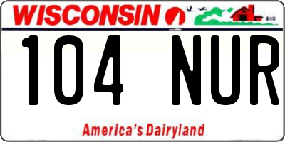 WI license plate 104NUR