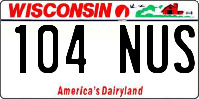 WI license plate 104NUS