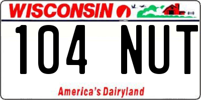 WI license plate 104NUT