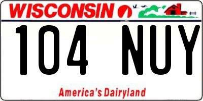 WI license plate 104NUY