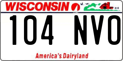 WI license plate 104NVO