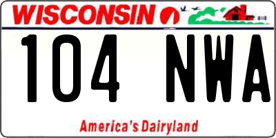 WI license plate 104NWA