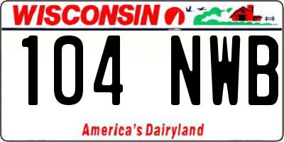 WI license plate 104NWB