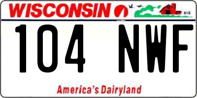 WI license plate 104NWF