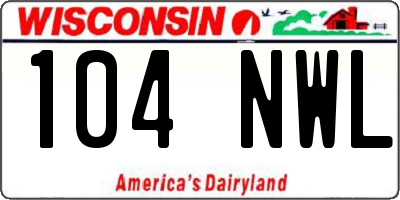 WI license plate 104NWL