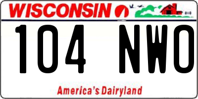 WI license plate 104NWO