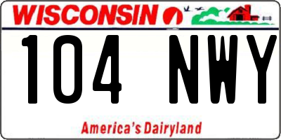 WI license plate 104NWY