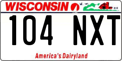 WI license plate 104NXT