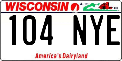 WI license plate 104NYE