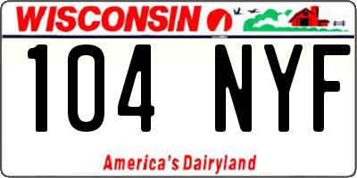 WI license plate 104NYF