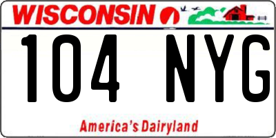WI license plate 104NYG