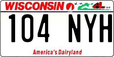 WI license plate 104NYH