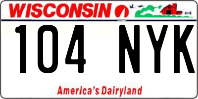 WI license plate 104NYK