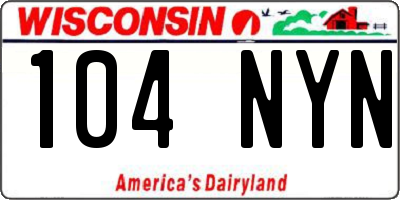 WI license plate 104NYN