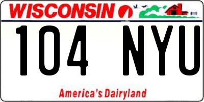 WI license plate 104NYU