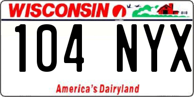WI license plate 104NYX