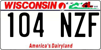 WI license plate 104NZF