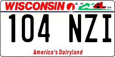 WI license plate 104NZI