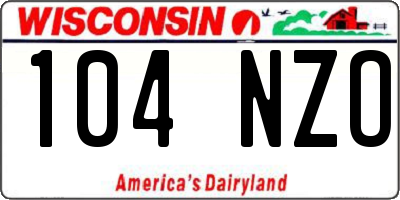 WI license plate 104NZO