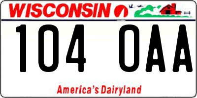 WI license plate 104OAA
