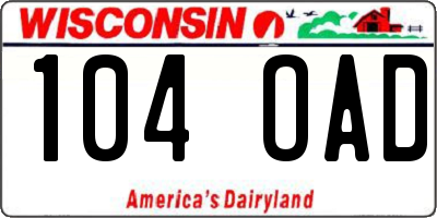 WI license plate 104OAD