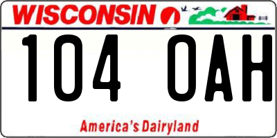WI license plate 104OAH