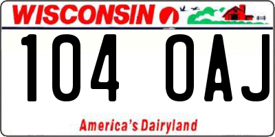 WI license plate 104OAJ