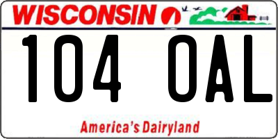 WI license plate 104OAL