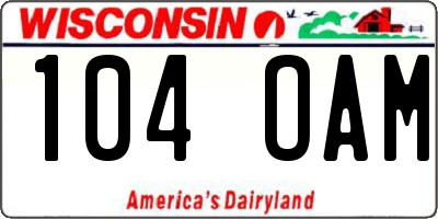 WI license plate 104OAM
