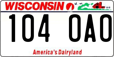 WI license plate 104OAO