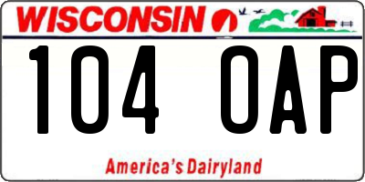 WI license plate 104OAP