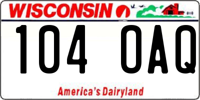 WI license plate 104OAQ