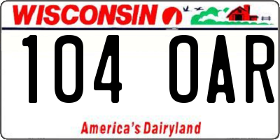 WI license plate 104OAR