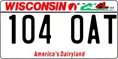 WI license plate 104OAT