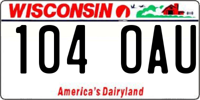 WI license plate 104OAU