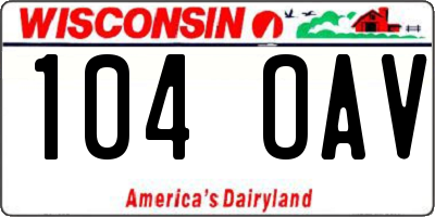 WI license plate 104OAV