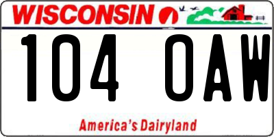 WI license plate 104OAW