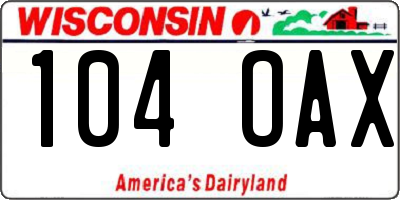WI license plate 104OAX