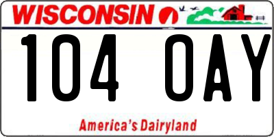 WI license plate 104OAY