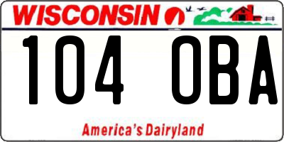 WI license plate 104OBA
