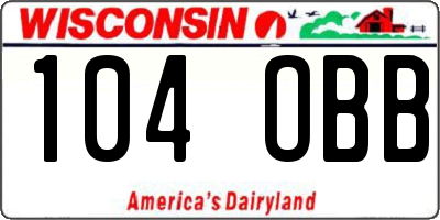 WI license plate 104OBB