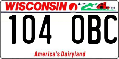WI license plate 104OBC