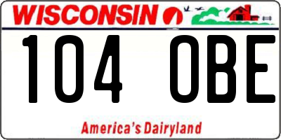 WI license plate 104OBE