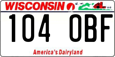 WI license plate 104OBF
