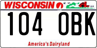 WI license plate 104OBK