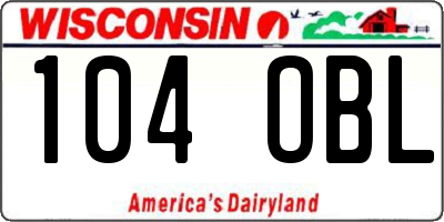 WI license plate 104OBL