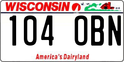 WI license plate 104OBN
