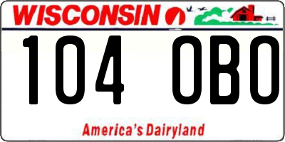 WI license plate 104OBO